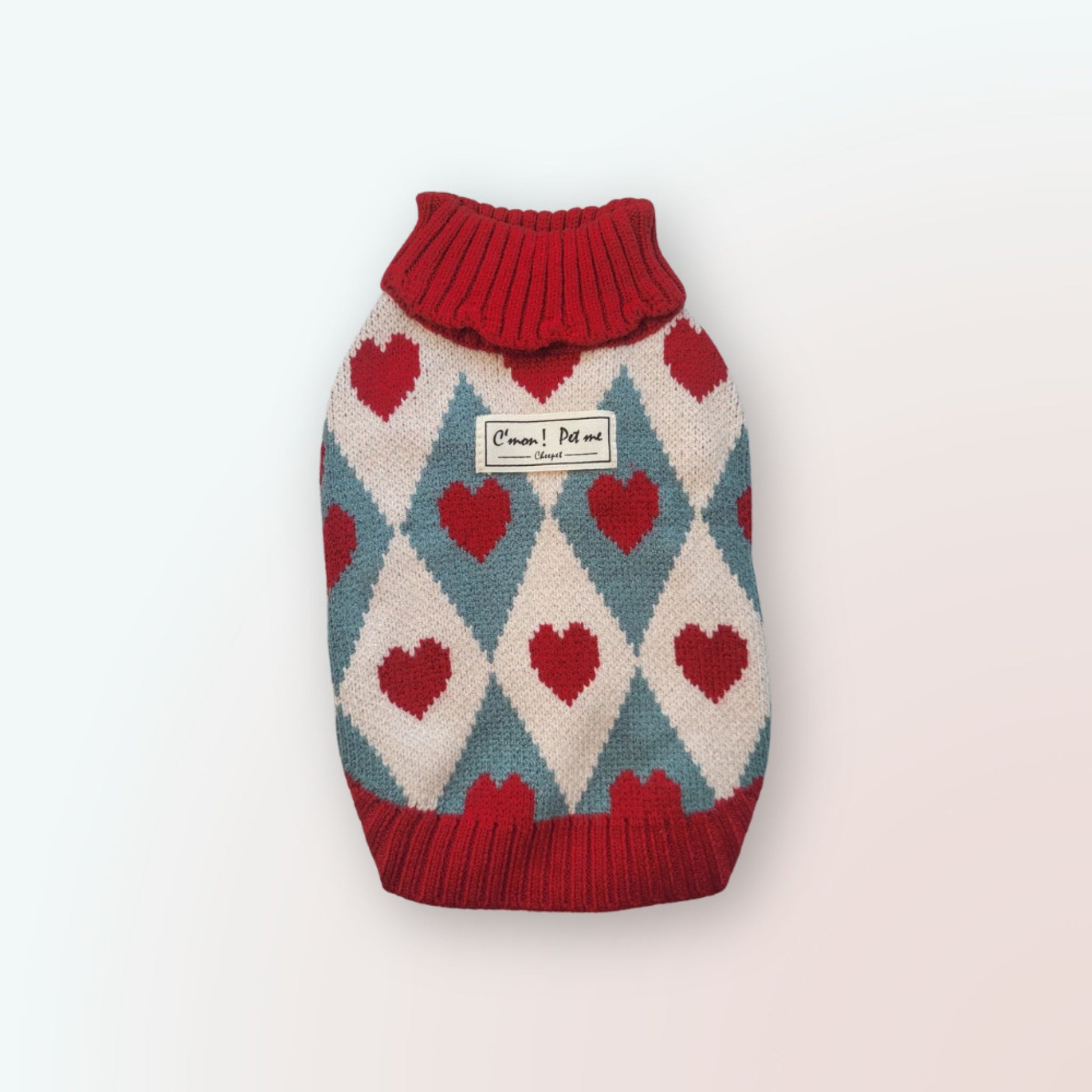 Gestrickter "Rhombus Love" Pullover für Katzen
