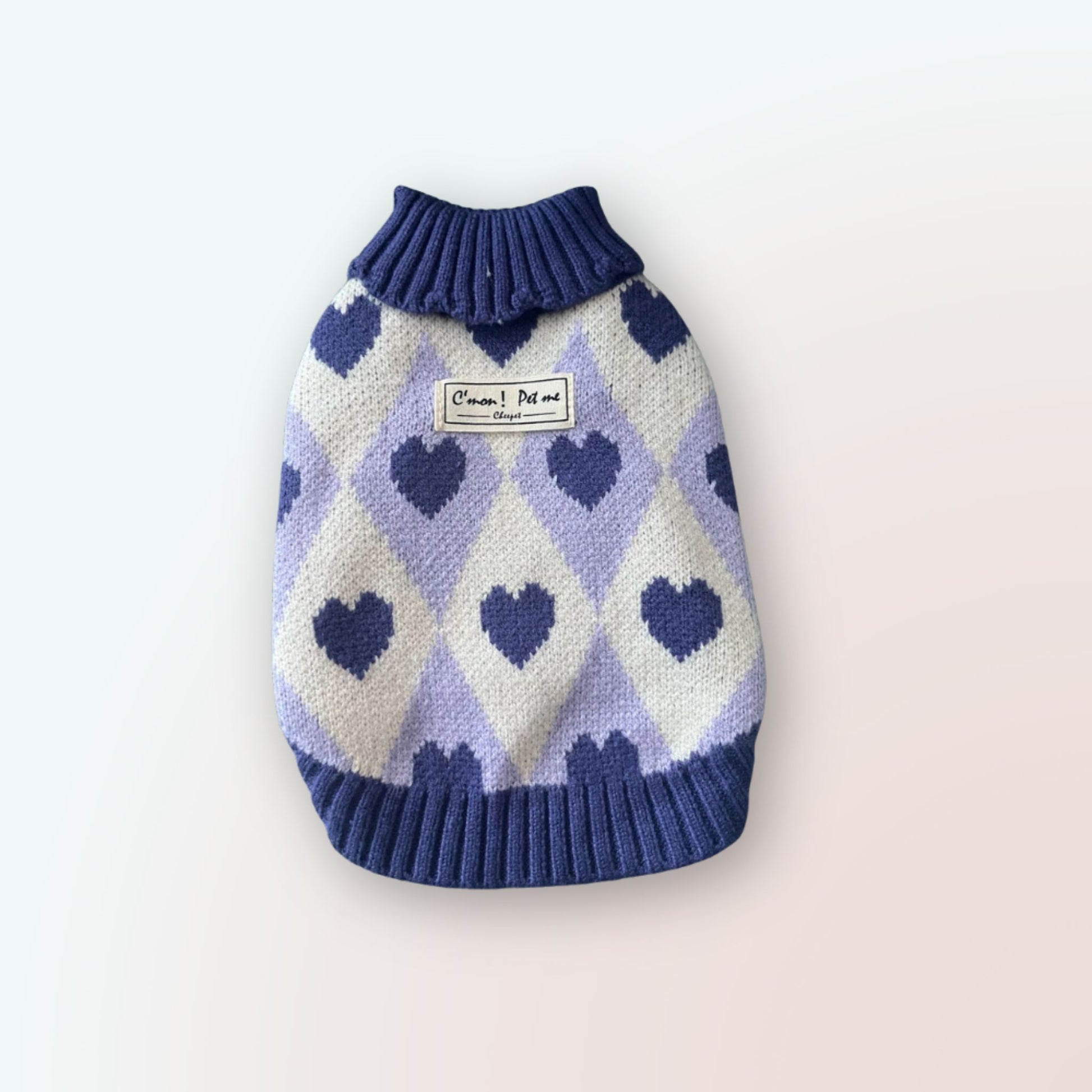 Gestrickter "Rhombus Love" Pullover für Katzen