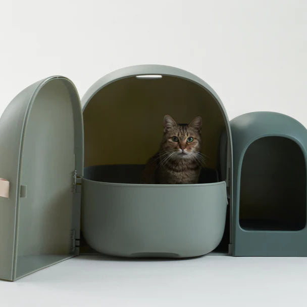 Geschlossene grosse Katzentoilette mit Geruchskontrolle