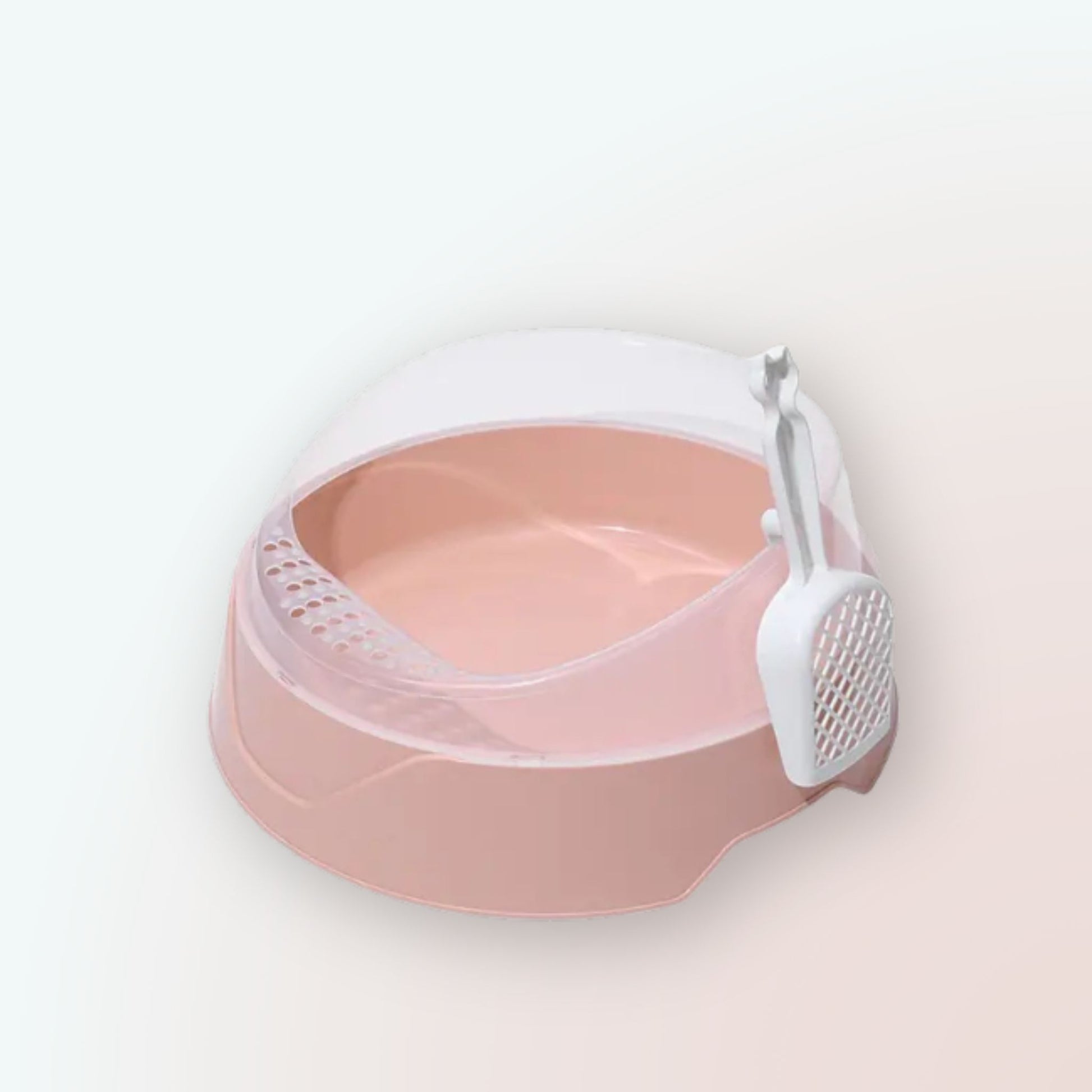 Grosse halbgeschlossene Katzentoilette mit Schaufel