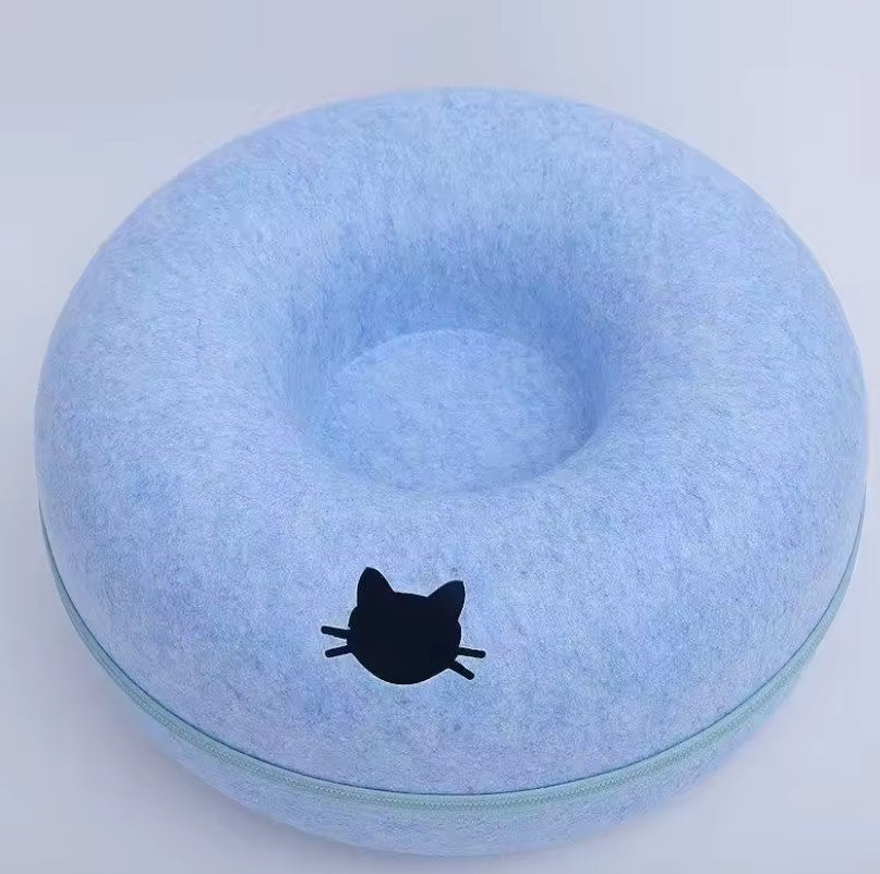 Gemütliches rundes Katzenbett und -tunnel