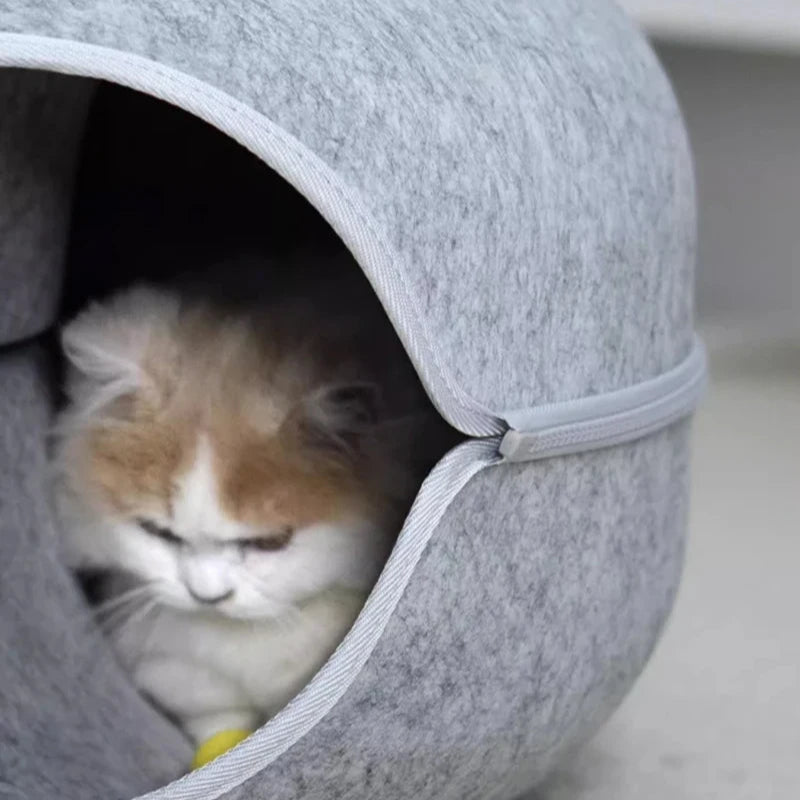 Gemütliches rundes Katzenbett und -tunnel