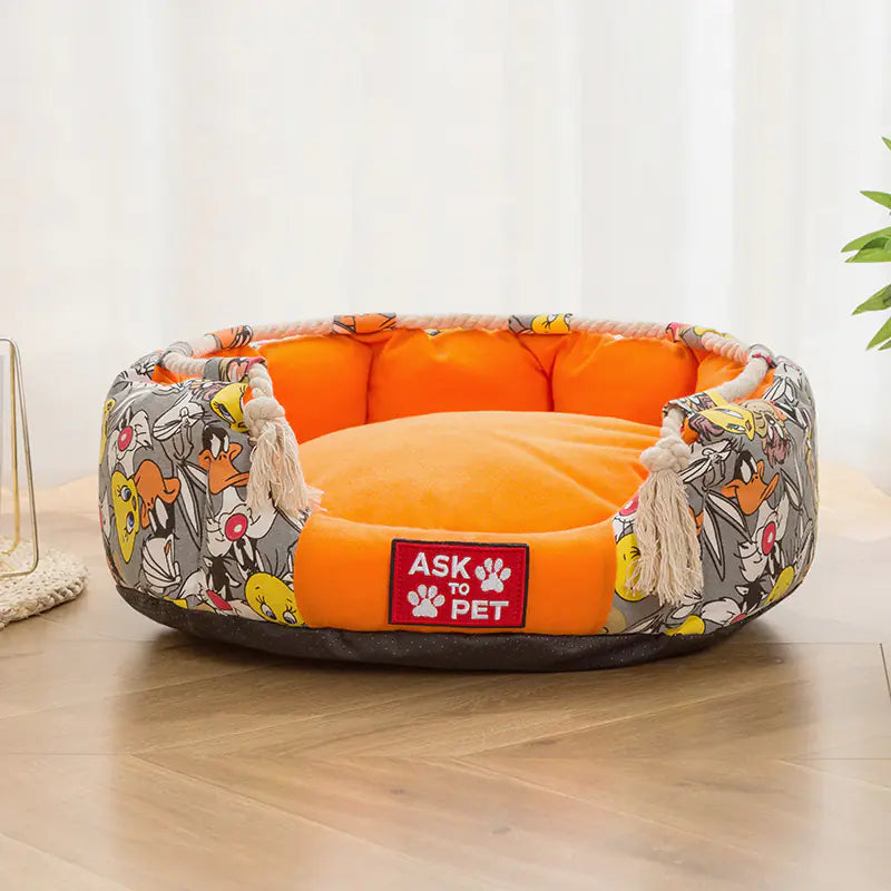 Dickes Plüsch-Winter-Warm-Druck-Canvas-Haustiernest: Gemütlicher Rückzugsort für den Winter!