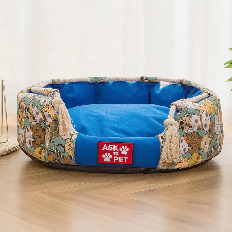 Dickes Plüsch-Winter-Warm-Druck-Canvas-Haustiernest: Gemütlicher Rückzugsort für den Winter!