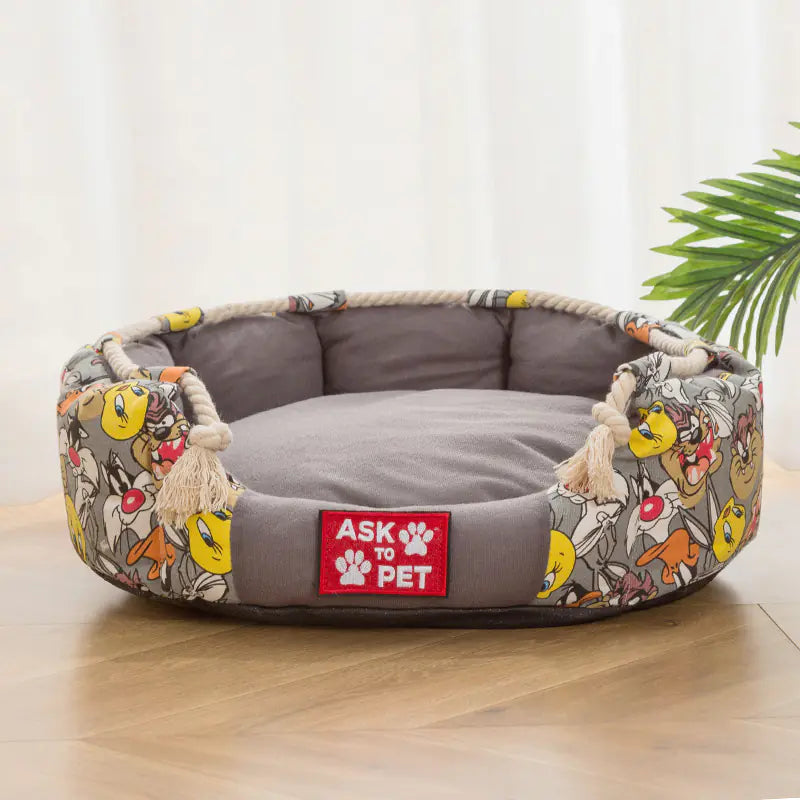 Dickes Plüsch-Winter-Warm-Druck-Canvas-Haustiernest: Gemütlicher Rückzugsort für den Winter!