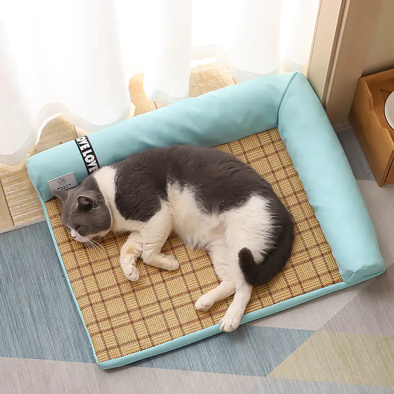 Kühlmatten für Haustiere – Bambusfaser Hund & Katzenbett