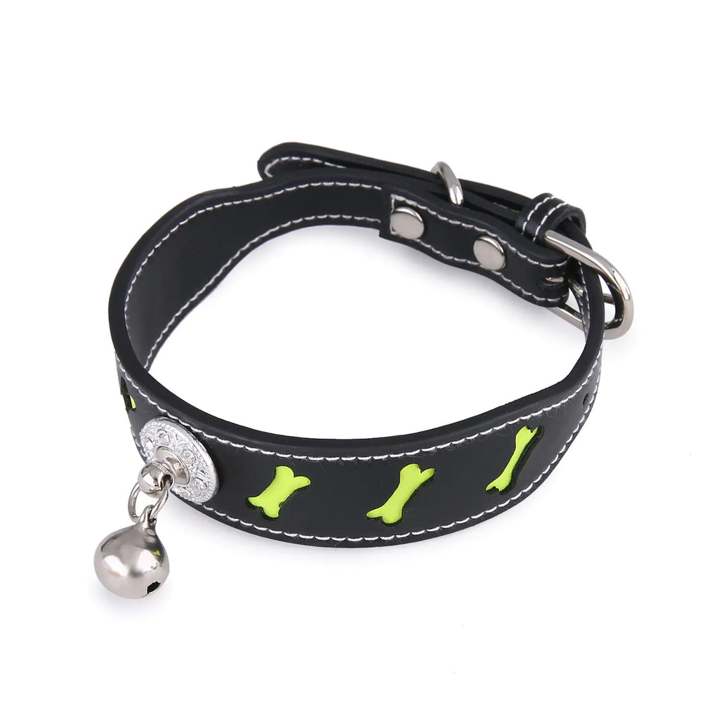 Reflektierendes Knochen-Halsband mit Glöckchen: Stil und Sicherheit für Ihr Haustier!