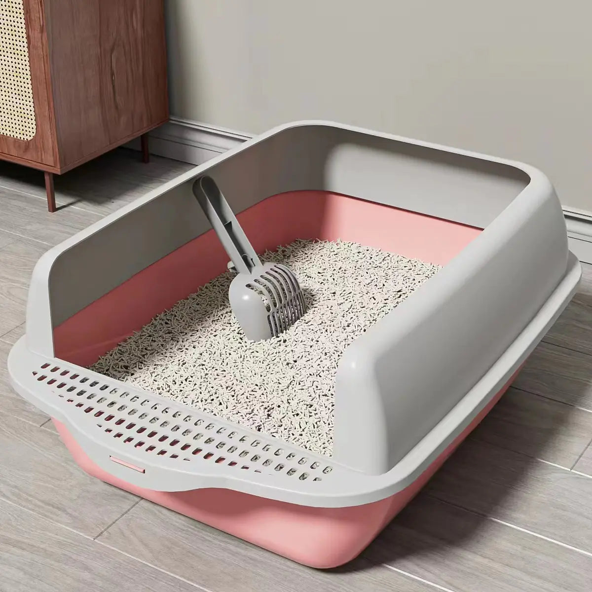 Die Lösung für Ihren Stubentiger: Die grosse, halbgeschlossene Katzentoilette